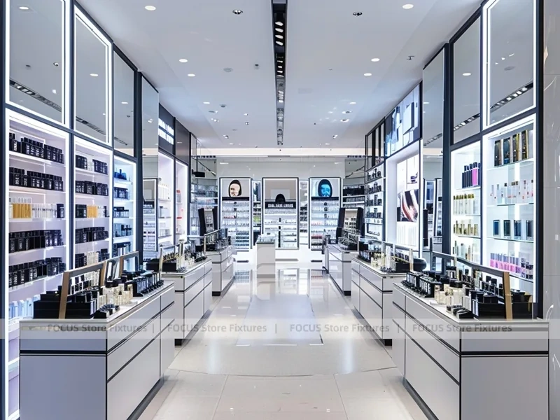 Silver Black Perfume Glass Display Wall