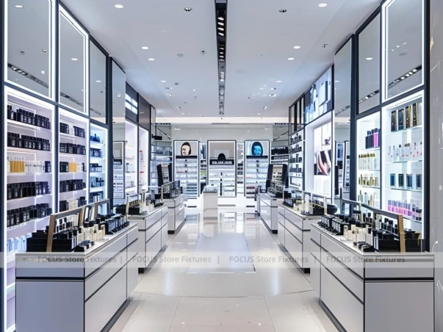 Silver Black Perfume Glass Display Wall