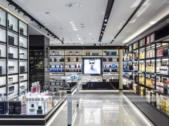 Silver Black Perfume Glass Display Wall