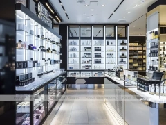 Silver Black Perfume Glass Display Wall