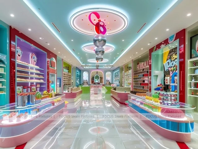 Sky Candy Candy Boutique Interior with Arched Display Walls