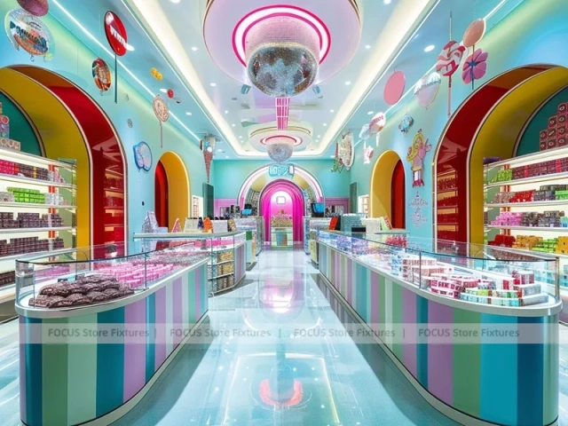 Sky Candy Candy Boutique Interior with Arched Display Walls