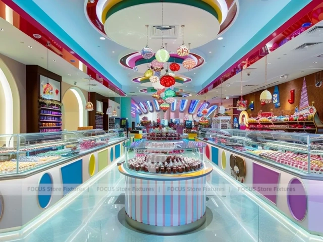 Sky Candy Candy Boutique Interior with Arched Display Walls