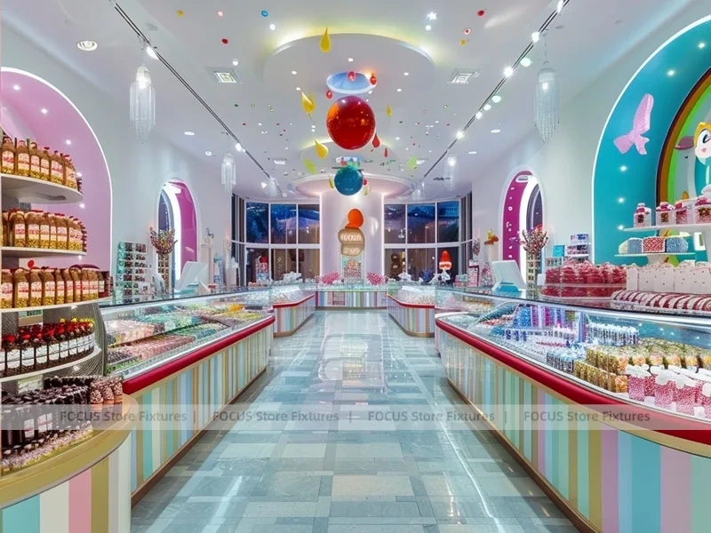 Sky Candy Candy Boutique Interior with Arched Display Walls