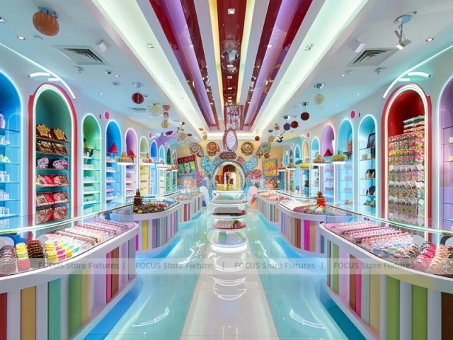 Sky Candy Candy Boutique Interior with Arched Display Walls
