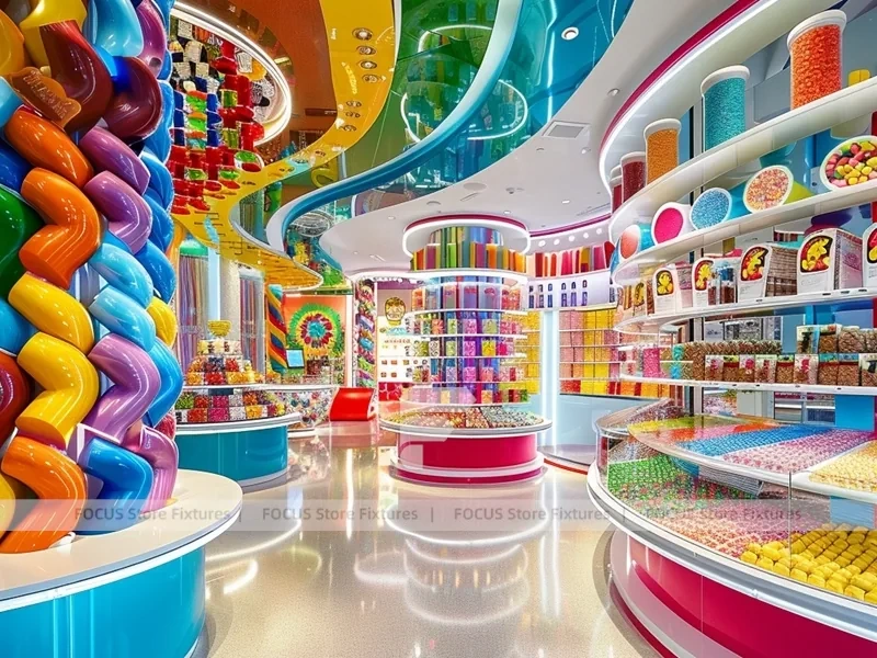 Sky Candy Candy Experience Layout with Island Tasting Displays
