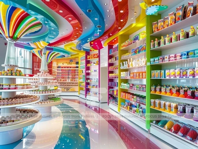 Sky Candy Candy Experience Layout with Island Tasting Displays