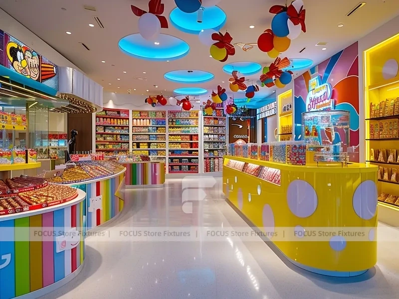Sky Candy Candy Family Boutique with Blue Accent Display Walls