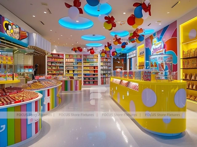 Sky Candy Candy Family Boutique with Blue Accent Display Walls