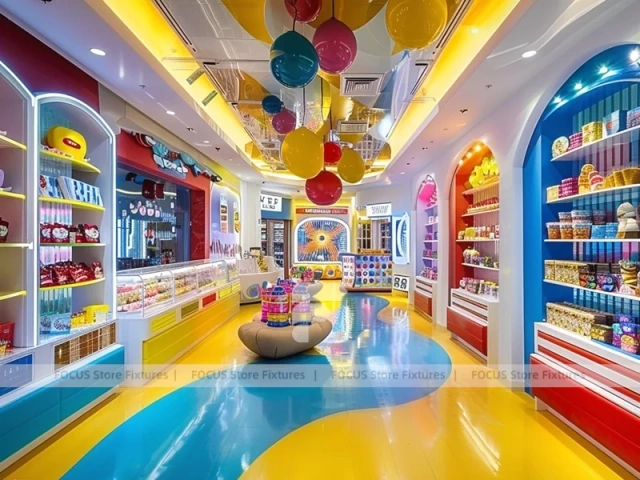 Sky Candy Candy Family Boutique with Blue Accent Display Walls