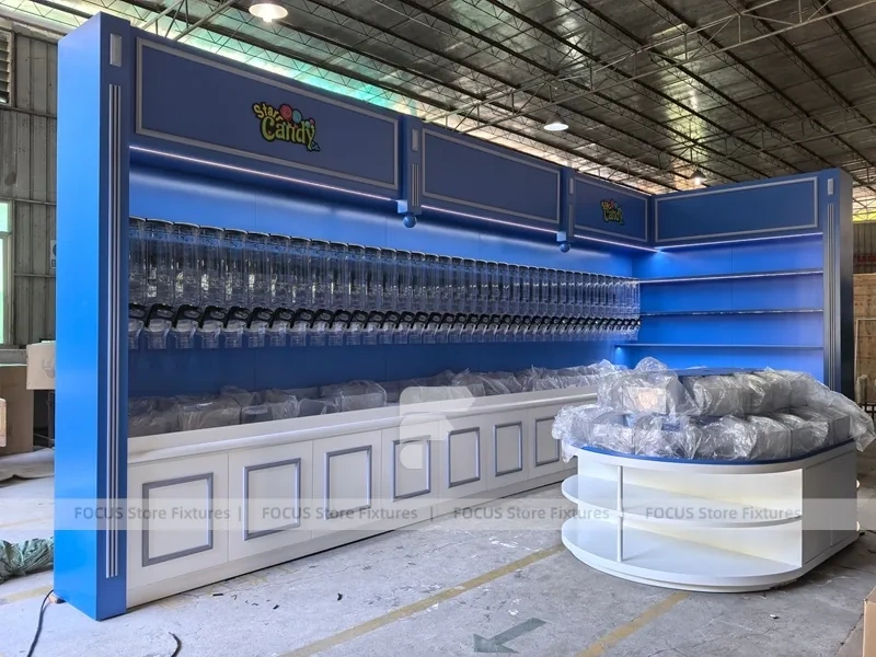 Sky Candy Candy Wall Display System with Lit Arched Niches