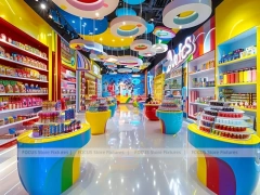 Sky Candy Sweet Retail Layout with Yellow Feature Counters