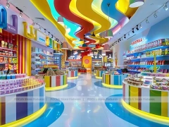 Sky Candy Sweet Retail Layout with Yellow Feature Counters