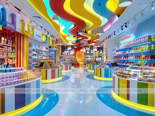 Sky Candy Sweet Retail Layout with Yellow Feature Counters