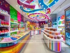 Sky Candy Sweet Retail Space with Tiered Candy Islands