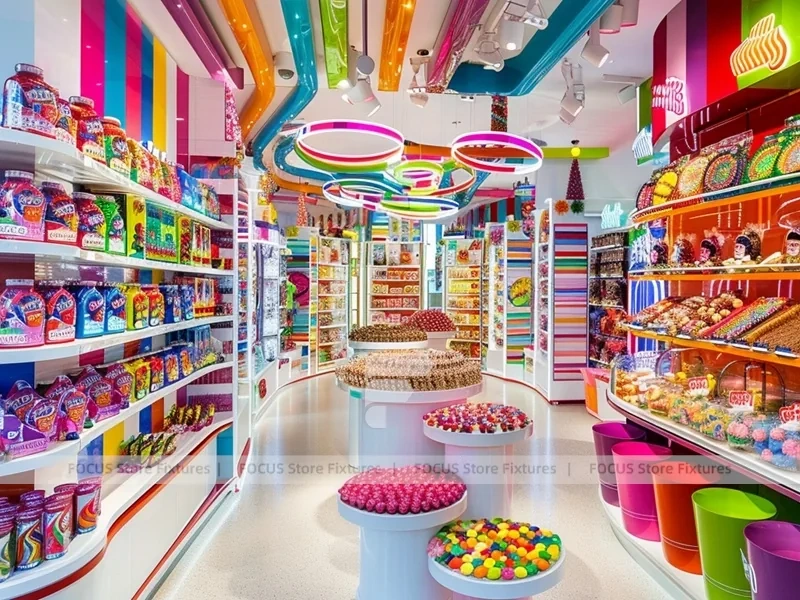 Sky Candy Sweet Retail Space with Tiered Candy Islands