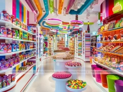 Sky Candy Sweet Retail Space with Tiered Candy Islands