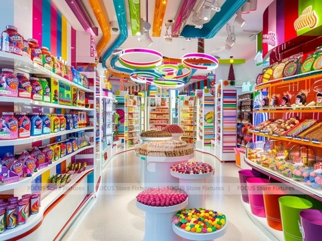 Sky Candy Sweet Retail Space with Tiered Candy Islands