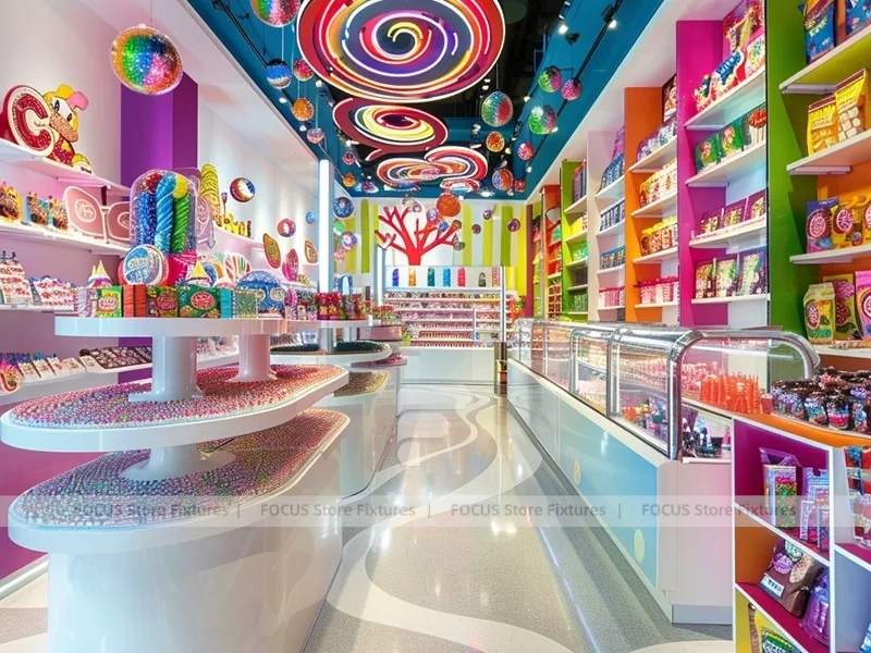 Sky Candy Sweet Retail Space with Tiered Candy Islands