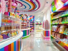 Sky Candy Sweet Retail Space with Tiered Candy Islands
