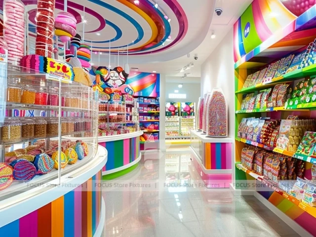 Sky Candy Sweet Retail Space with Tiered Candy Islands