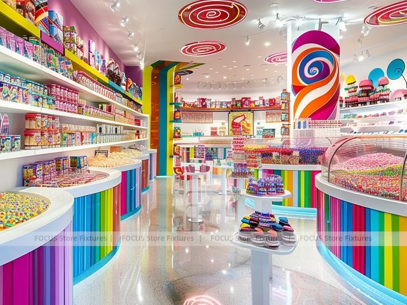 Sky Candy Sweet Retail Space with Tiered Candy Islands