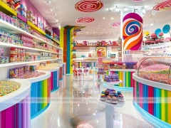 Sky Candy Sweet Retail Space with Tiered Candy Islands