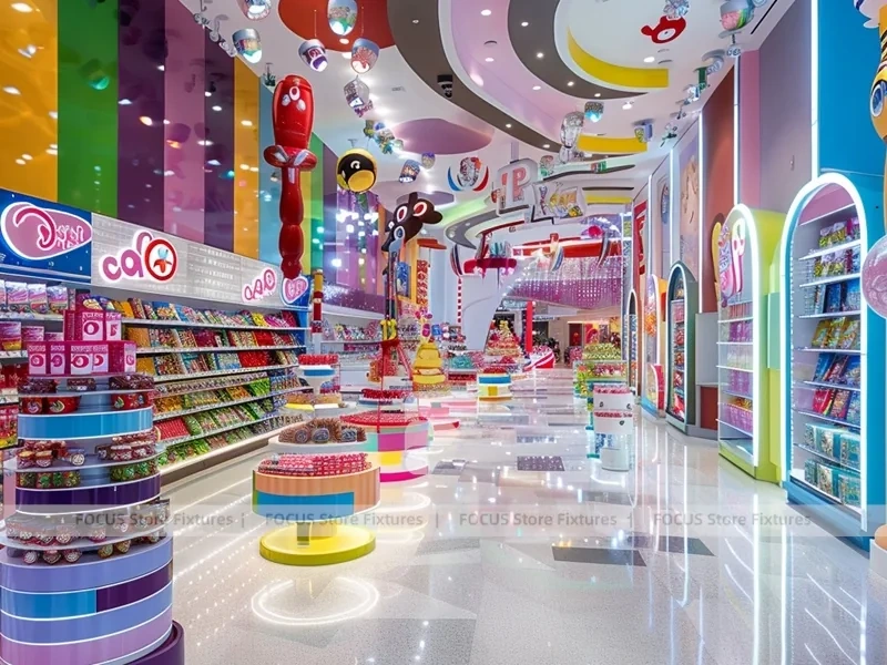 Sky Candy with Flowing Ceiling Ribbons Candy Shop Interior
