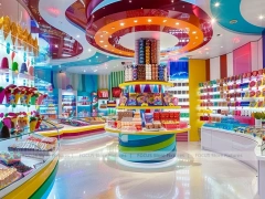 Sky Candy with Island Tasting Displays Candy Experience Layout