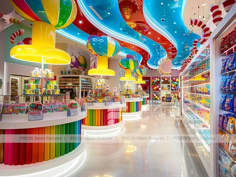 Sky Candy with Sculpted Candy Columns Candy Boutique Interior
