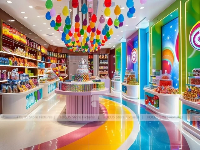 Sky Candy with Sculpted Candy Columns Candy Boutique Interior