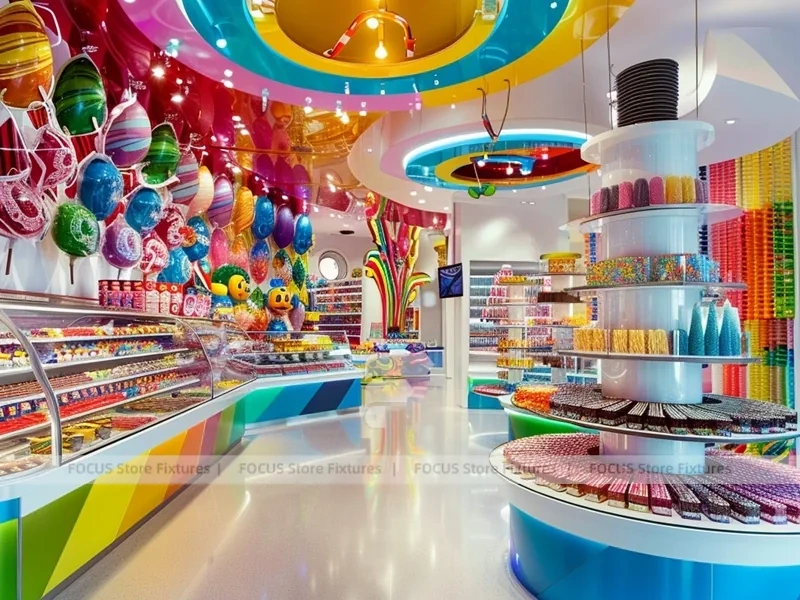 Sky Candy with Sculpted Candy Columns Candy Boutique Interior