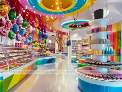 Sky Candy with Sculpted Candy Columns Candy Boutique Interior