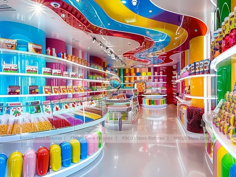 Sky Candy with Sculpted Candy Columns Candy Boutique Interior