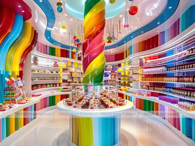 Sky Candy with Storybook Shelving Walls Candy Showcase Boutique