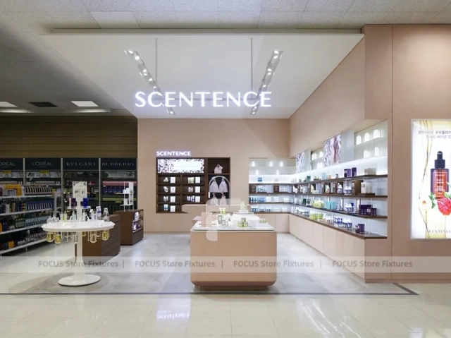 Soft Pink Fragrance Boutique With Center Tester Table