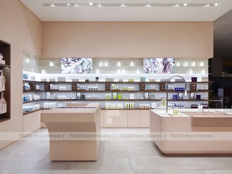 Soft Pink Fragrance Boutique With Center Tester Table
