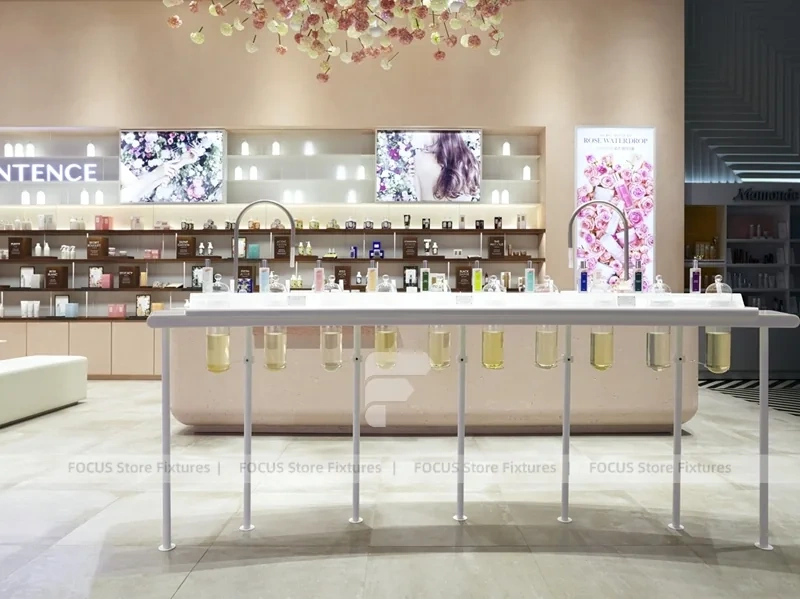 Soft Pink Fragrance Boutique With Center Tester Table