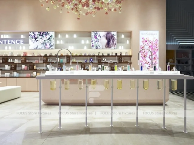 Soft Pink Fragrance Boutique With Center Tester Table