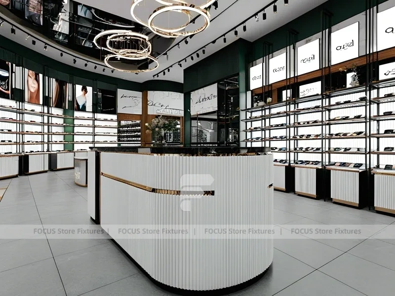 Soft White Optical Consultation Boutique with Soft Seating Showcase