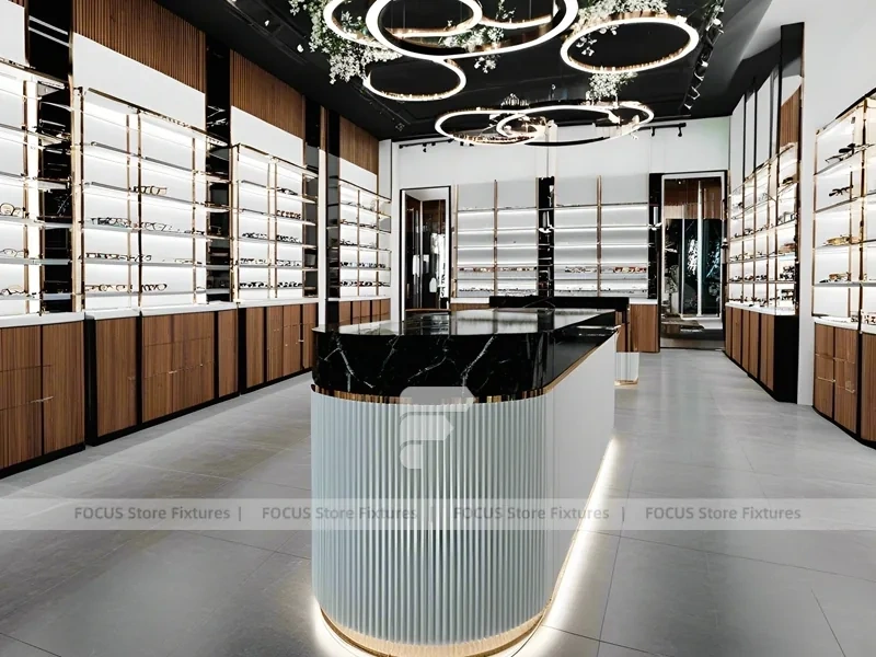 Soft White Optical Consultation Boutique with Soft Seating Showcase