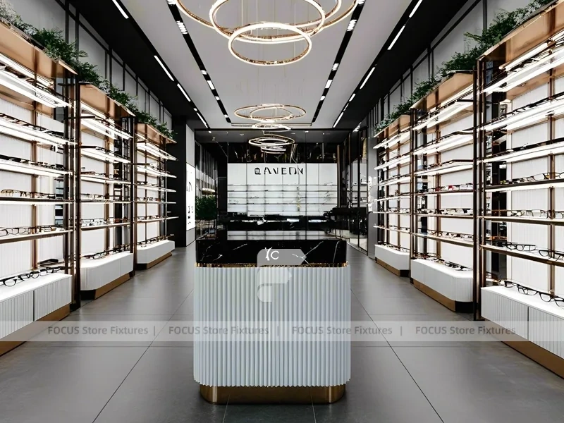 Soft White Optical Consultation Boutique with Soft Seating Showcase