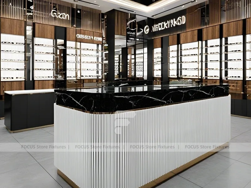 Soft White Optical Consultation Boutique with Soft Seating Showcase