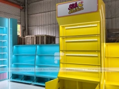 Soft Yellow Confectionery Display Cabinet with Freestanding Modular Bays