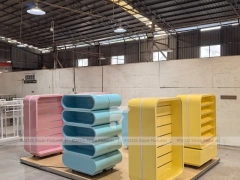 Soft Yellow with Freestanding Modular Bays Confectionery Display Cabinet