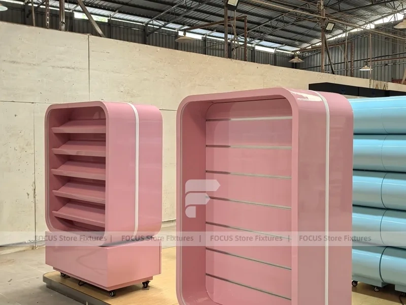 Soft Yellow with Freestanding Modular Bays Confectionery Display Cabinet