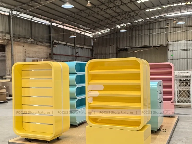 Sunny Candy Sweet Retail Gondola with Soft-Lit Display Frames