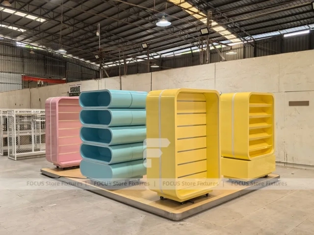 Sunny Candy Sweet Retail Gondola with Soft-Lit Display Frames