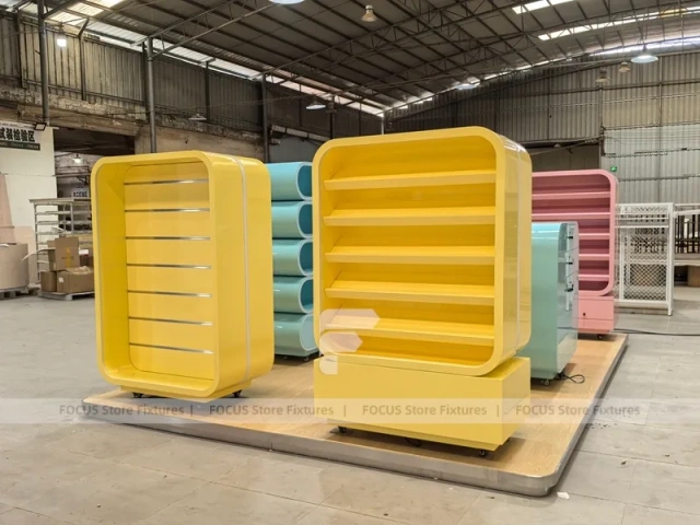 Sunny Candy Sweet Retail Gondola with Soft-Lit Display Frames
