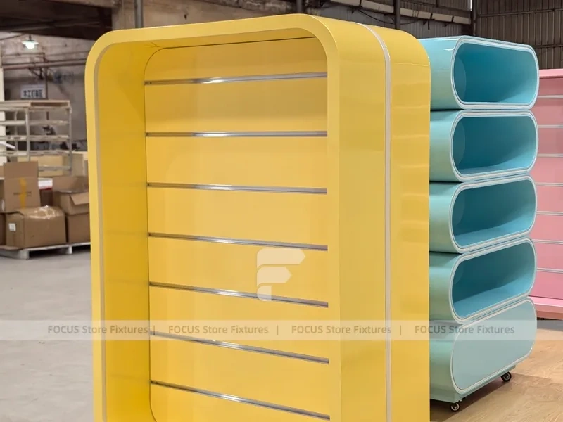 Sunny Candy Sweet Retail Gondola with Soft-Lit Display Frames